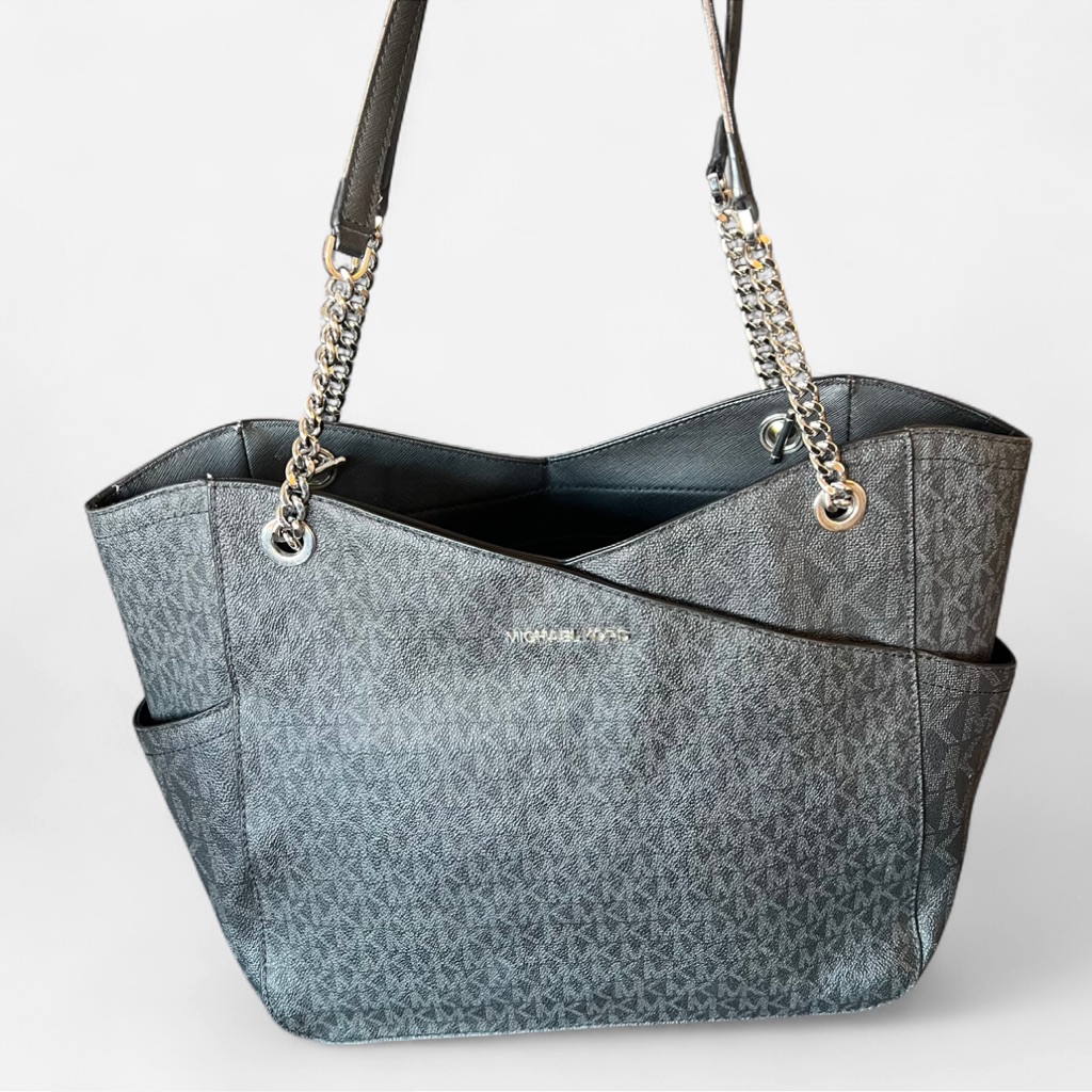 Michael Kors Monogram Logo Tote (Silver Chain)